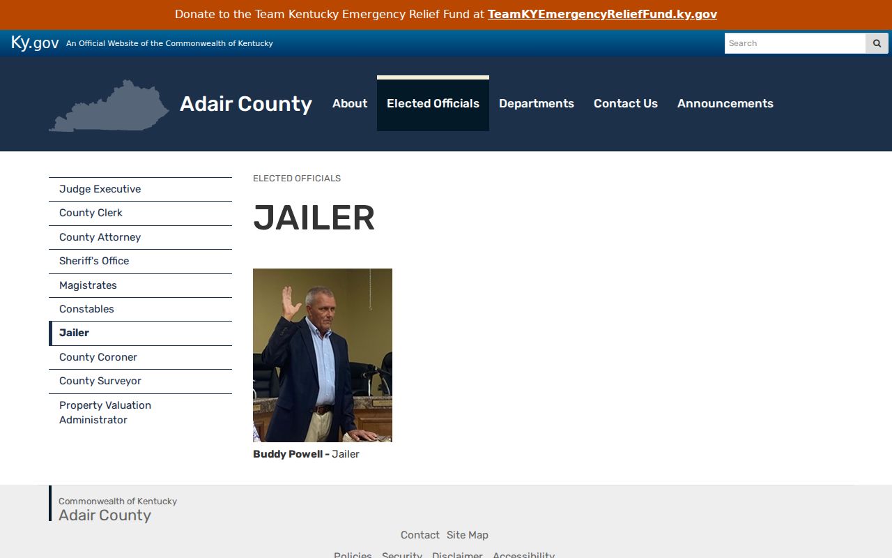 Adair County jailer source for arrest booking and jail records