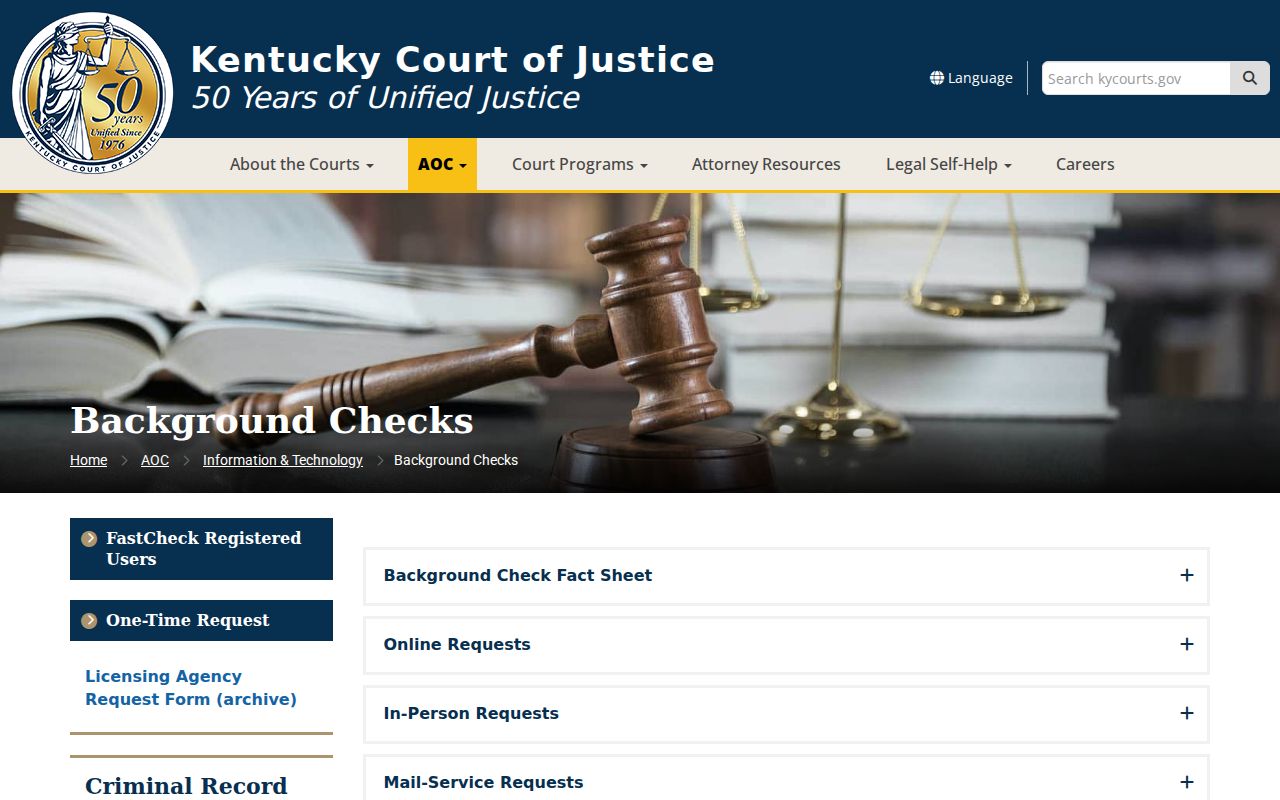 Adair County criminal records FastCheck request options