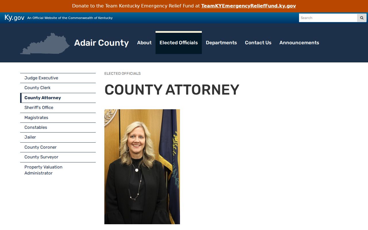 Columbia criminal records Adair County Attorney office