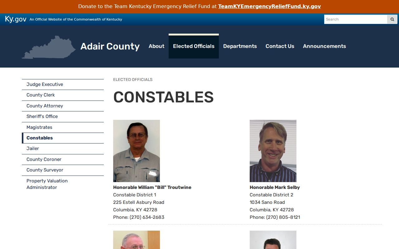 Columbia criminal records Adair County constable contacts